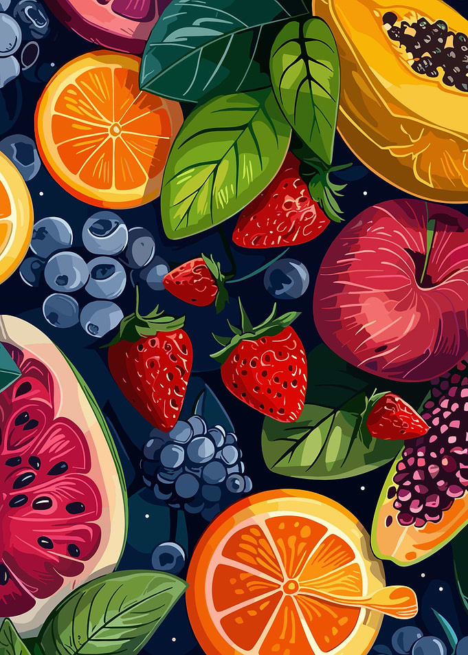 Colorful Fruit Medley Illustration