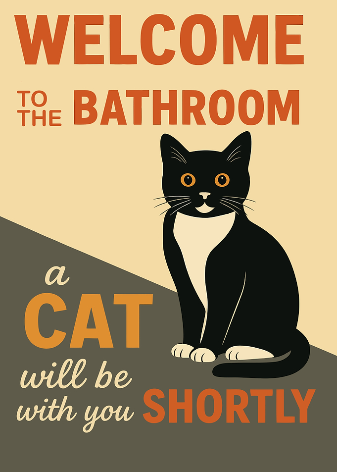 Welcome Bathroom Tuxedo Cat Sign