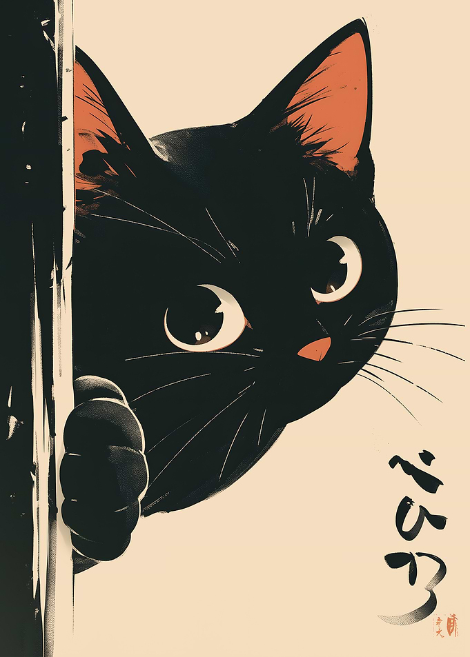 Japanese Black Cat Bathroom