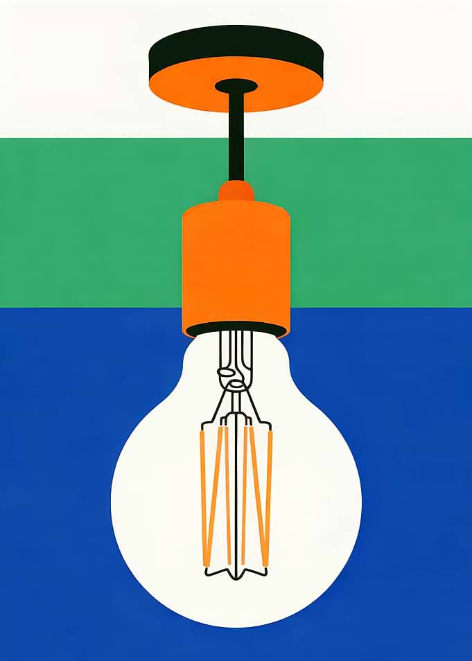 Minimalist Light Bulb Illustration – Modern Geometric Art