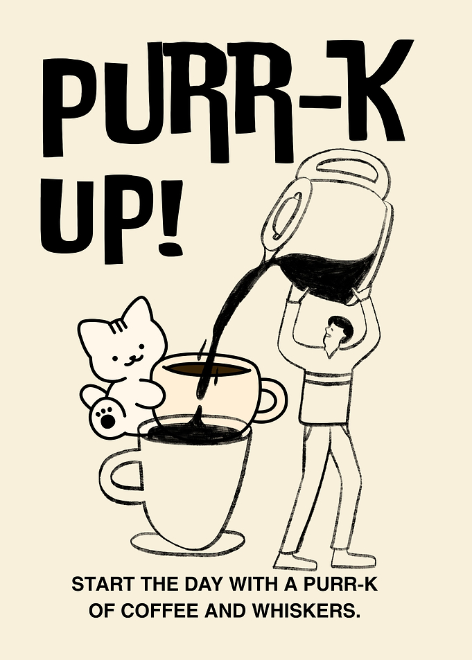 Purr-k Up Coffee Illustration