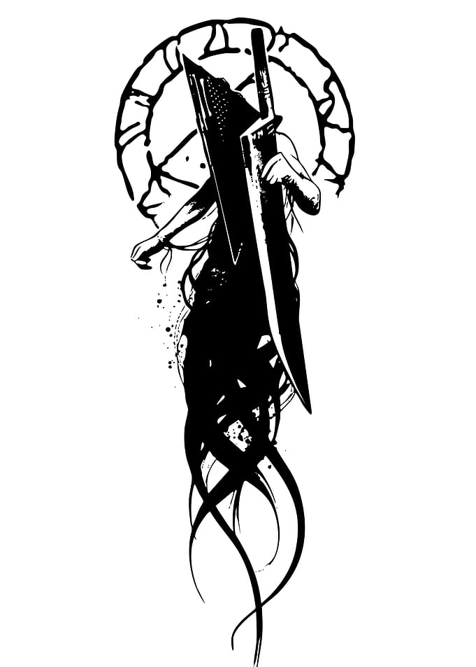 Pyramid Head Silhouette with Sword