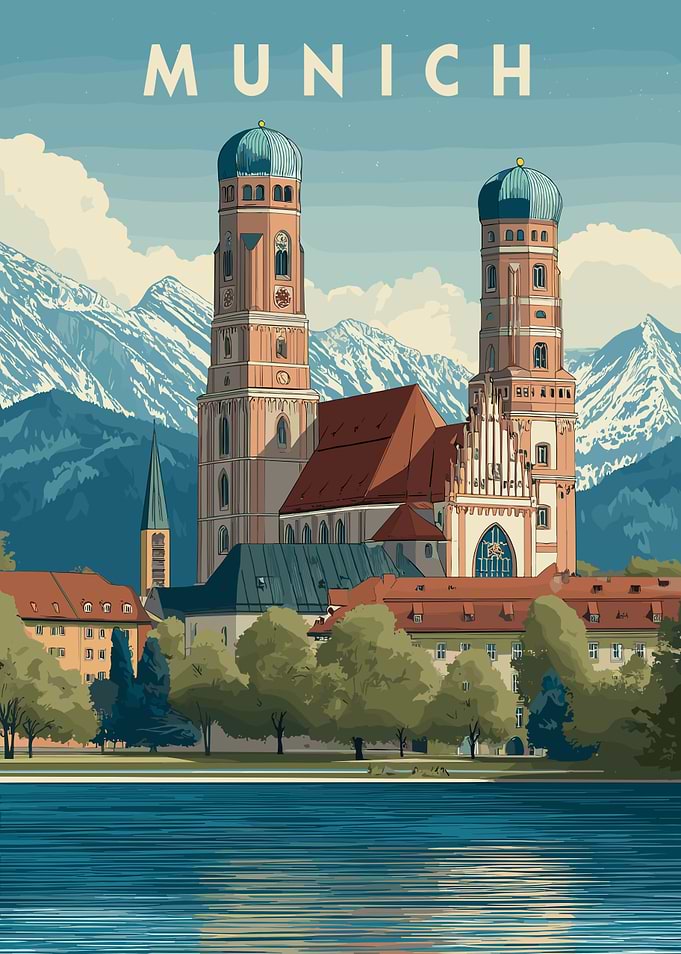 Munich Cityscape Travel Poster