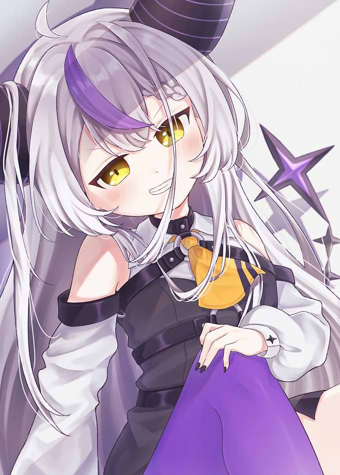 Anime Girl with White Hair and Horns
