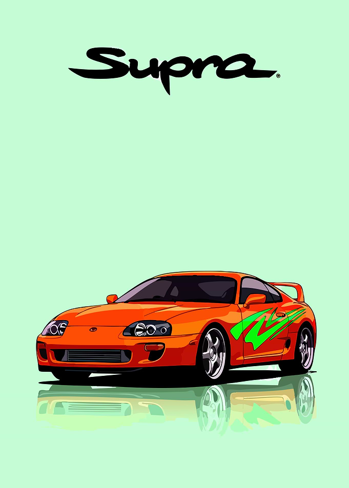 Orange Supra with Green Decals