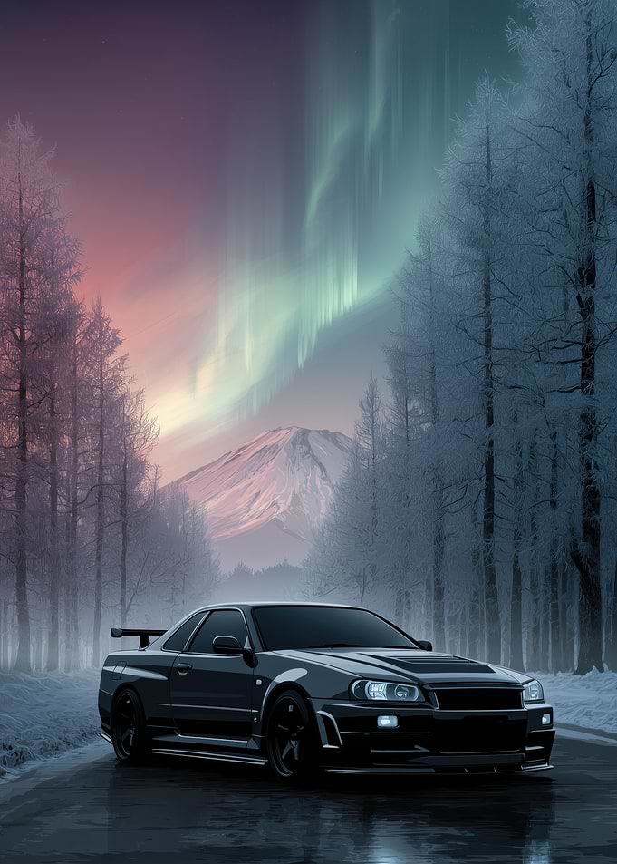 Nissan Skyline R34 in Winter Landscape