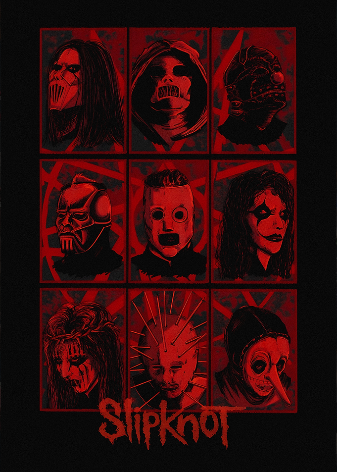 Slipknot Band Member Mask Collage