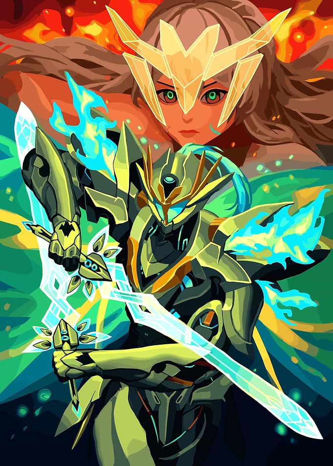 Fantasy Warrior with Crystal Swords
