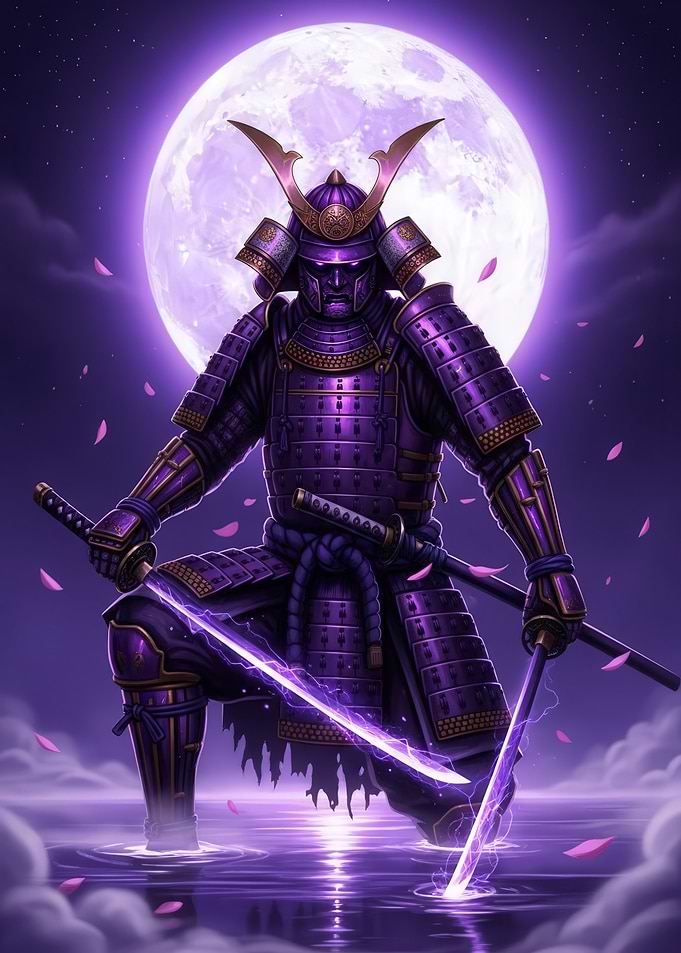 Samurai Warrior Under Moonlight
