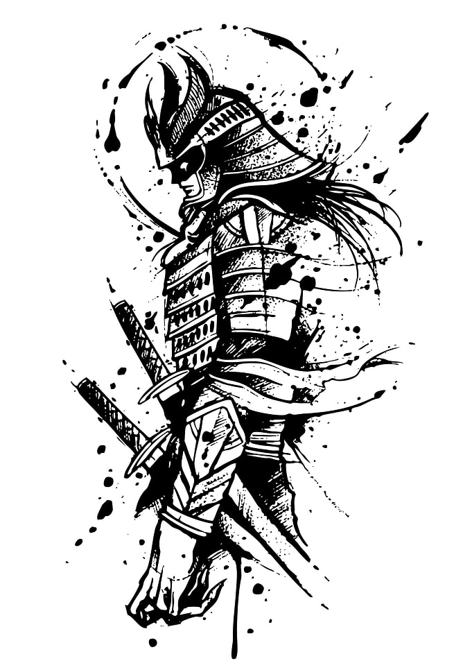 Samurai Warrior Ink Sketch