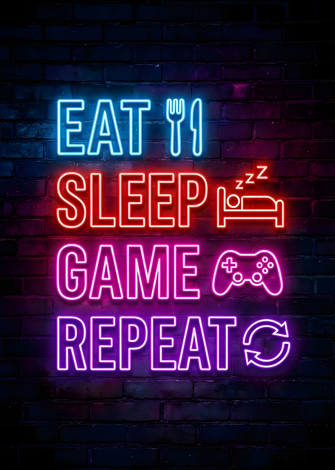 Eat Sleep Game Repeat Neon Sign