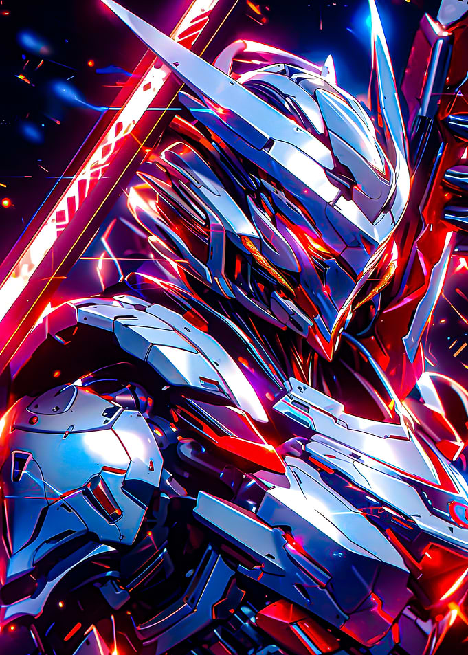 Futuristic Robot Warrior with Energy Sword
