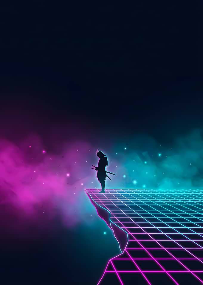 Neon Samurai on Grid Cliff