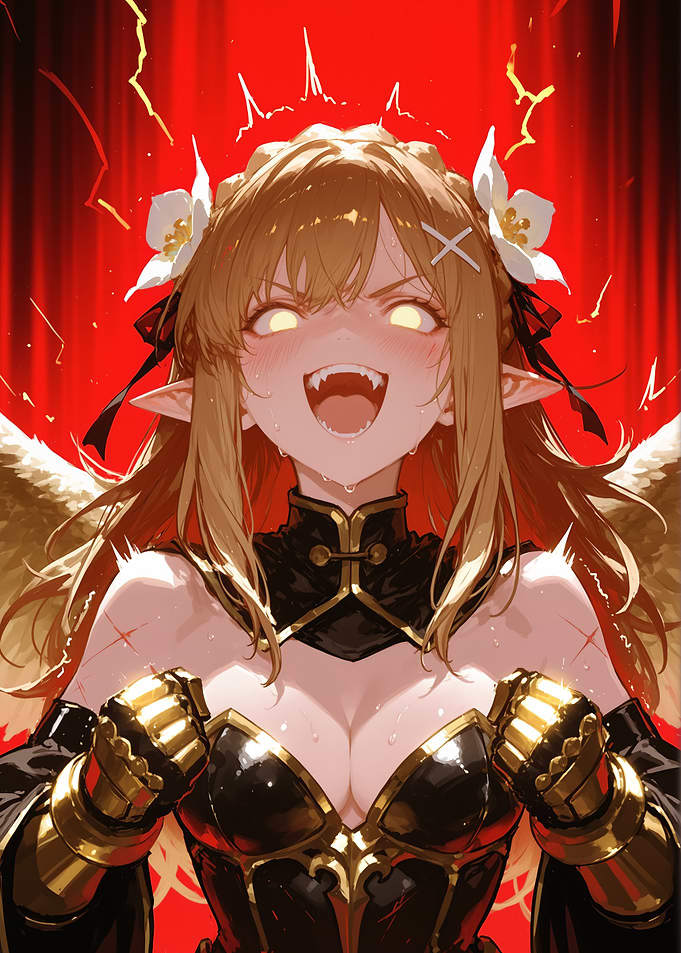 Anime Girl with Fangs and Wings