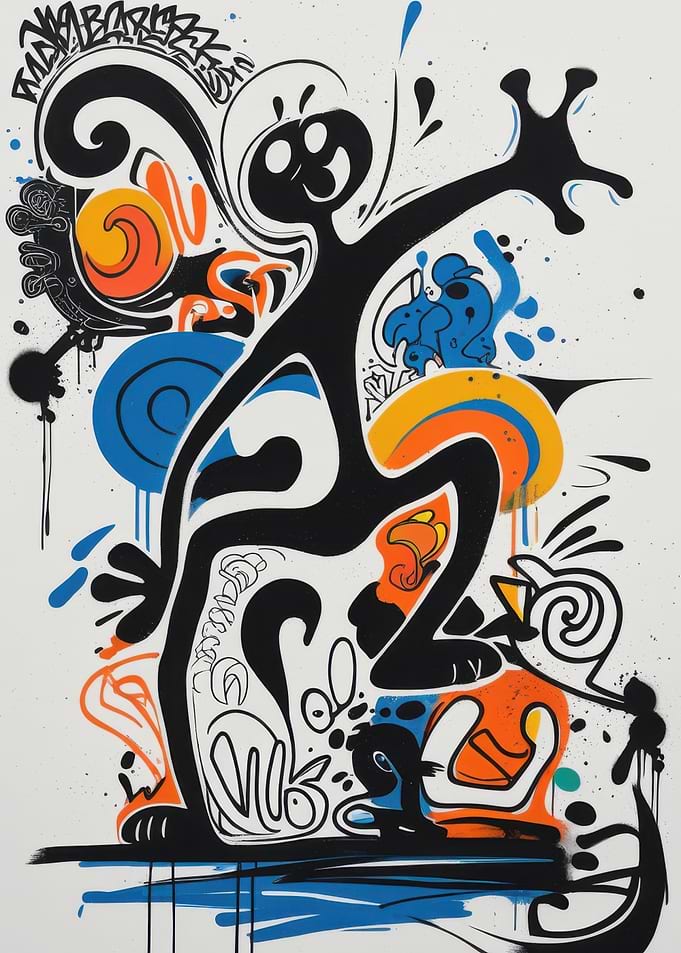 Abstract Character Art with Bold Colors