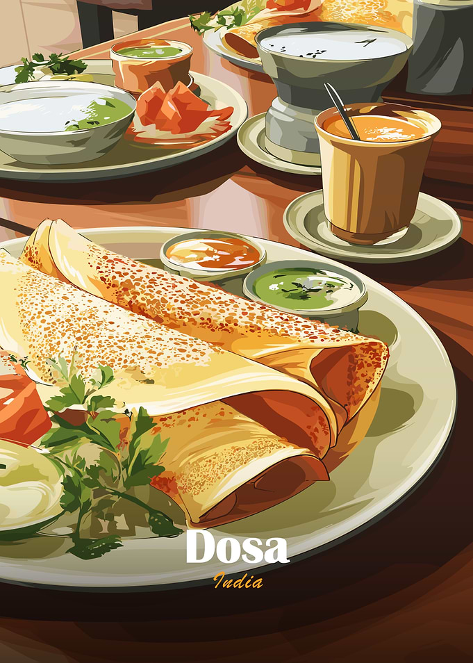 Dosa India Food Illustration
