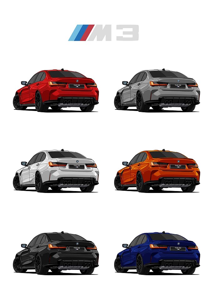 BMW M3 Color Variations poster