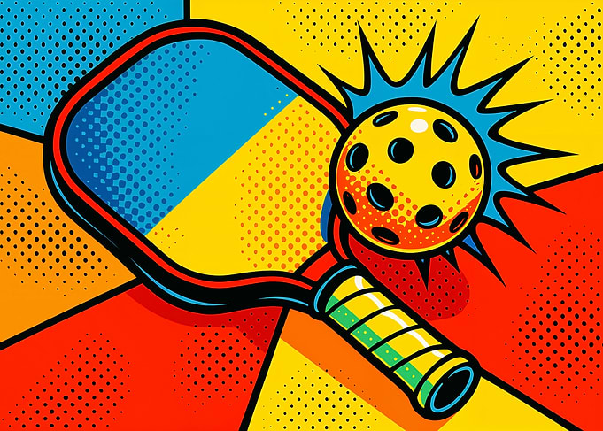 Pickleball Paddle and Ball Pop Art