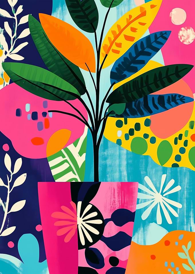 Colorful Potted Plant Illustration