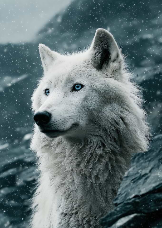 White Wolf In Snowy Landscape