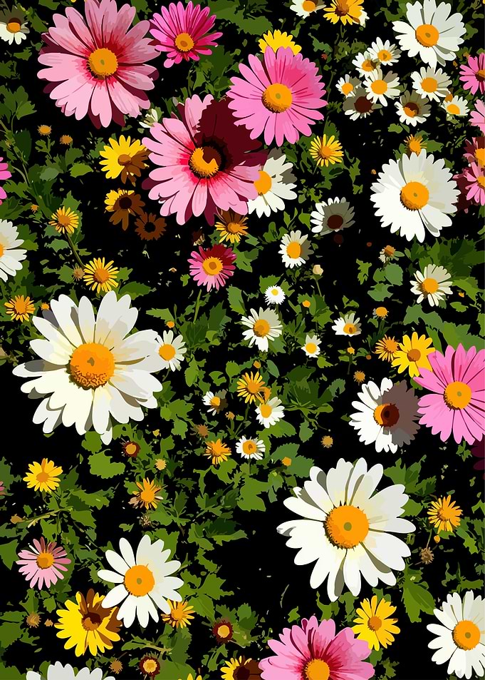 Floral Abundance: Daisies and Greenery