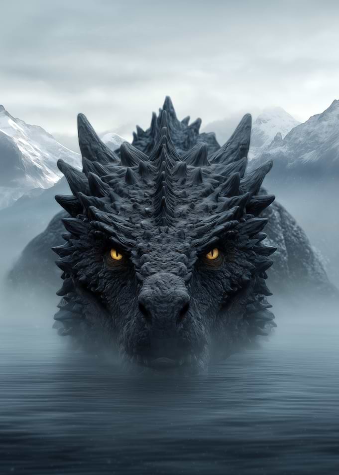 Dragon emerging from water