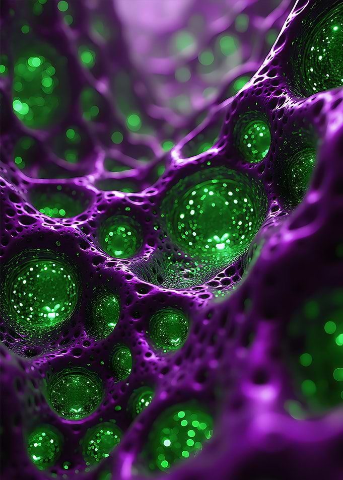 Abstract Green and Purple Cell Structure