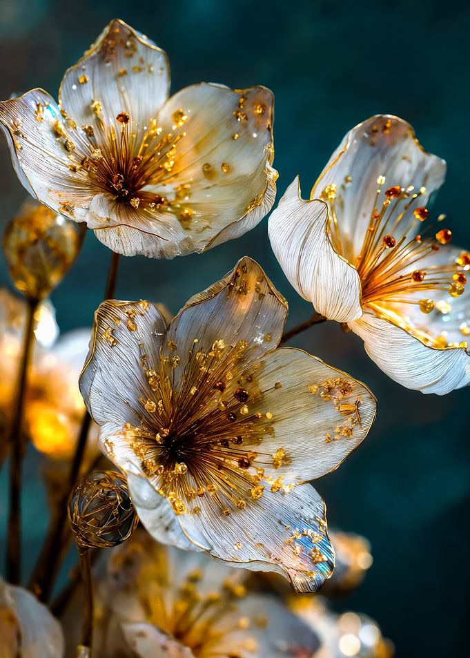 Golden Floral Elegance, Delicate Beauty