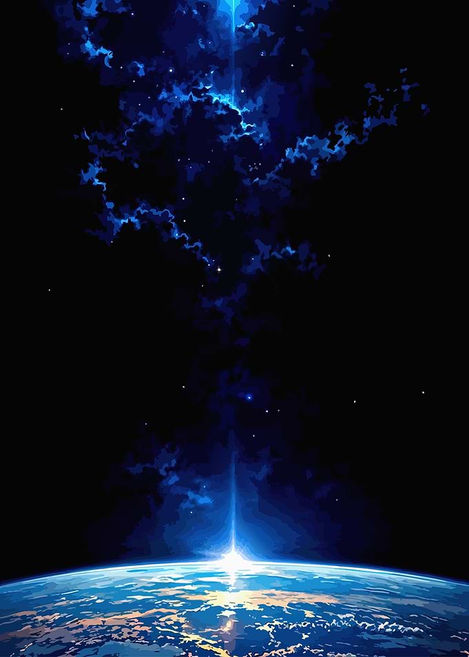Earth and Space Blue Art