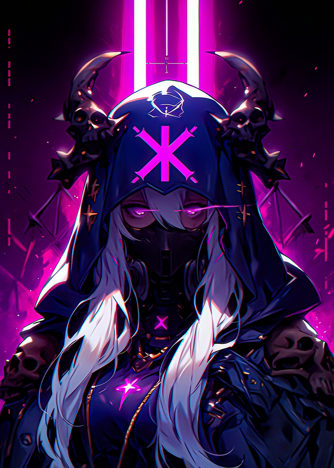 Cyberpunk Priestess with Skull Adornments