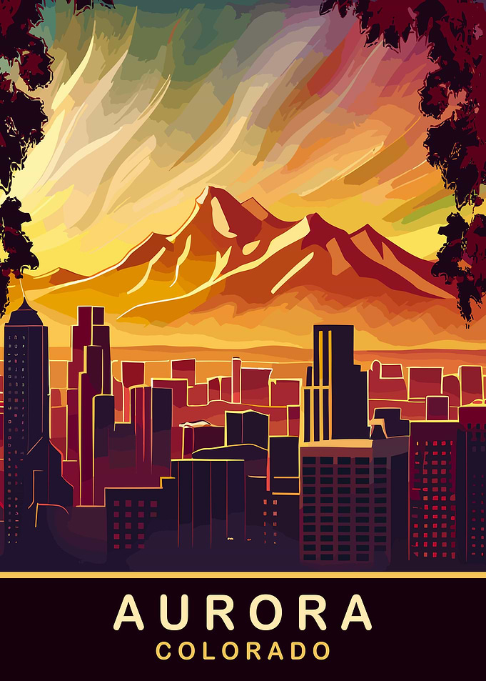 Aurora Colorado Cityscape Art
