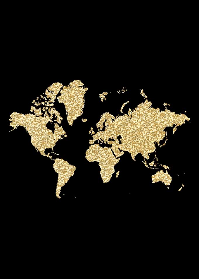 World map Beige Flower