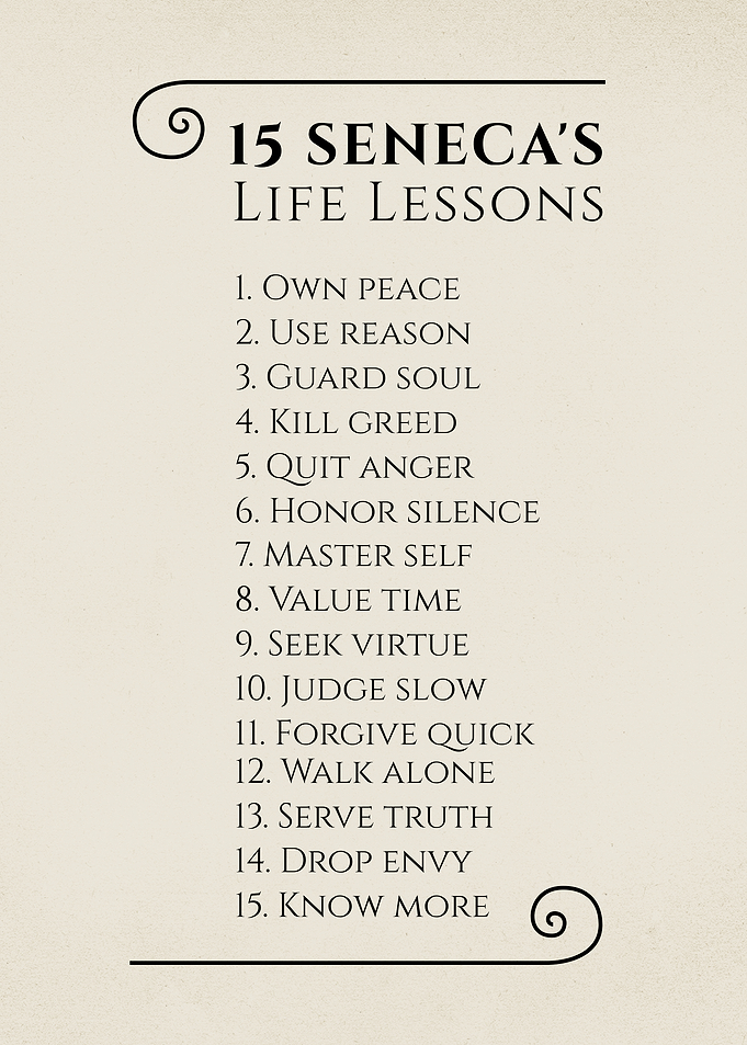 15 Seneca's Life Lessons Poster