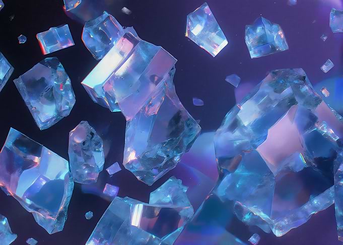Floating Crystal Cubes in space