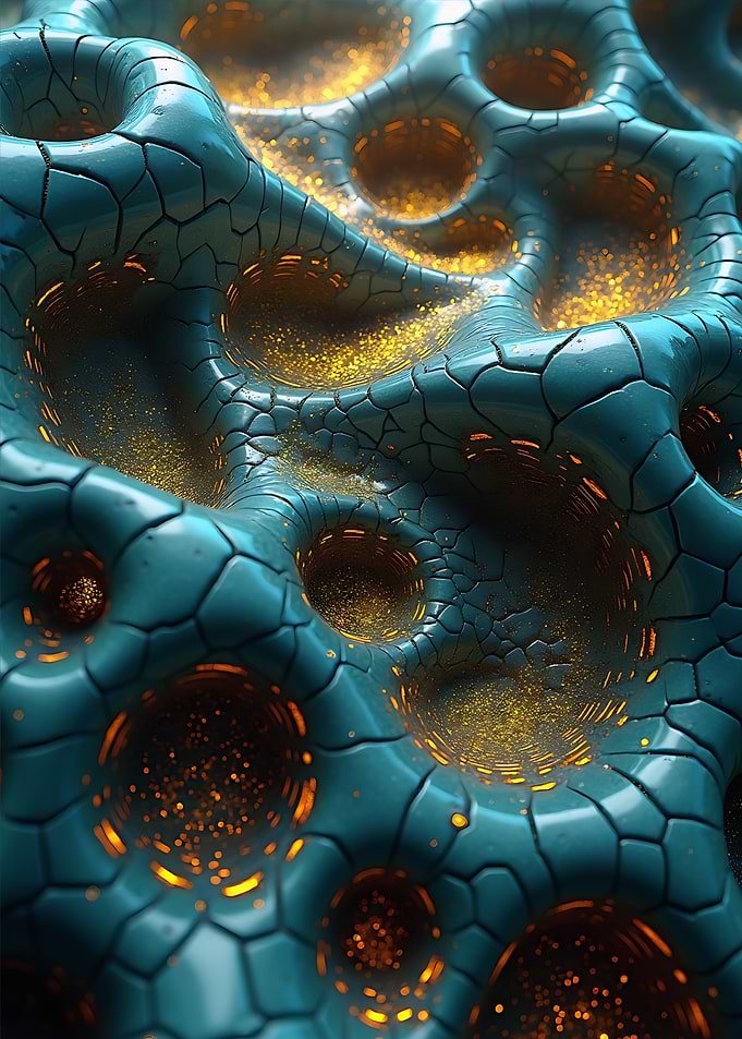 Abstract Blue and Gold Textured Surface