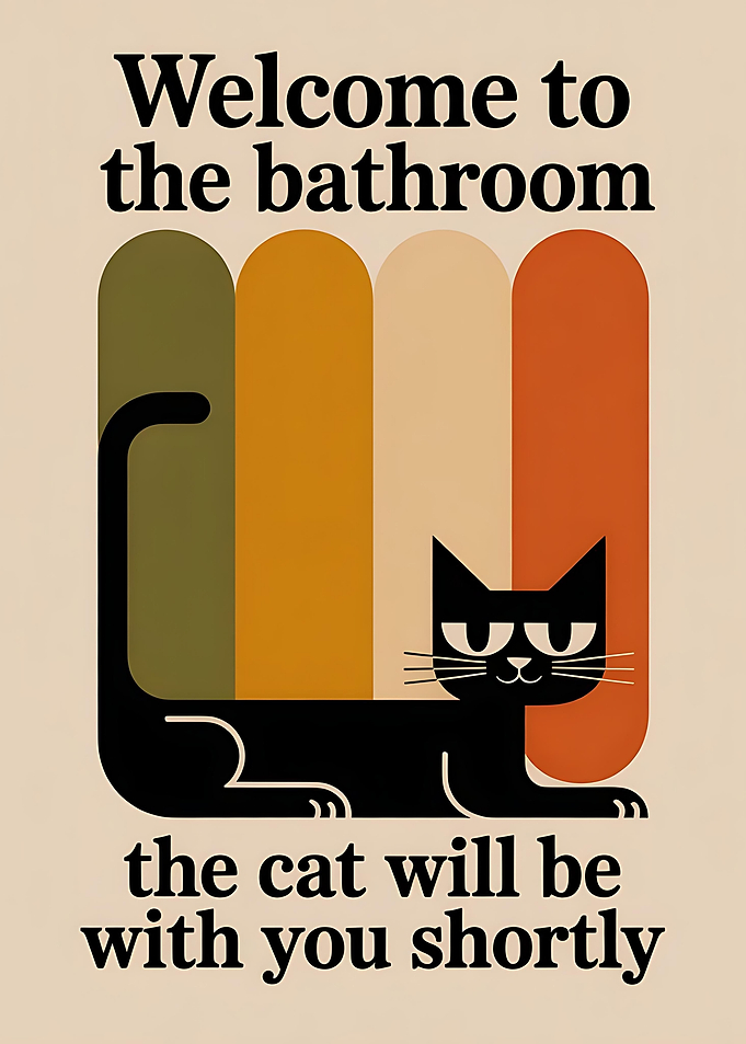 Welcome to the Bathroom Cat Funny Poster