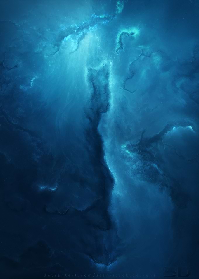 Blue Nebula Abstract Digital Art