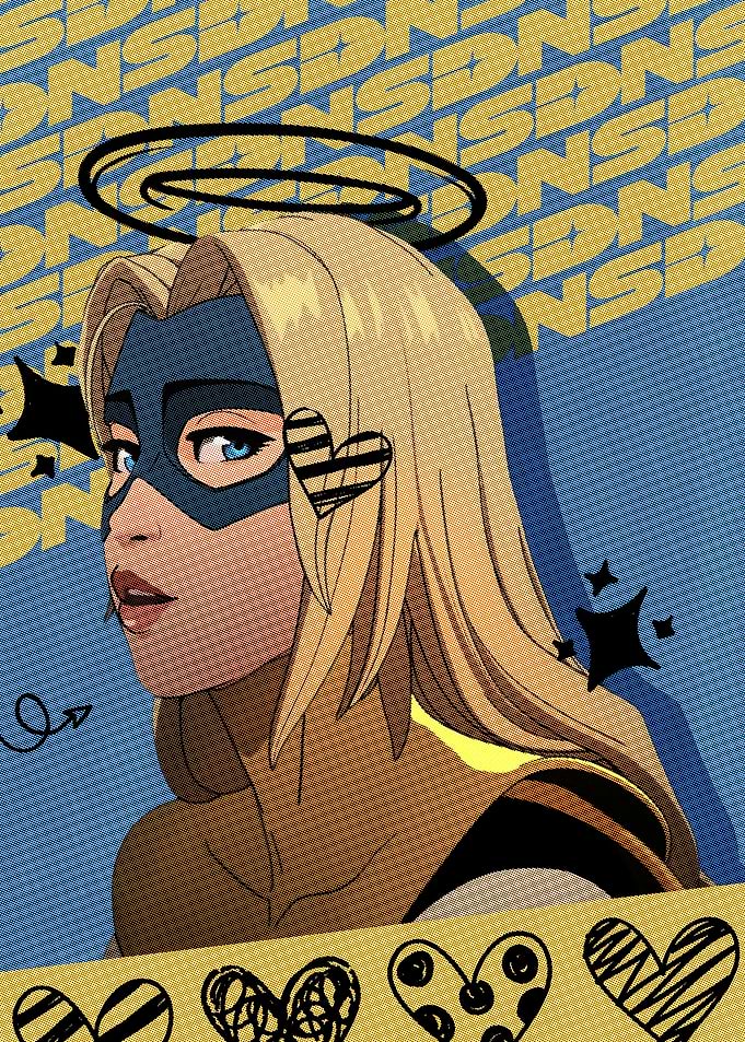 Blonde Superhero Girl with Halo