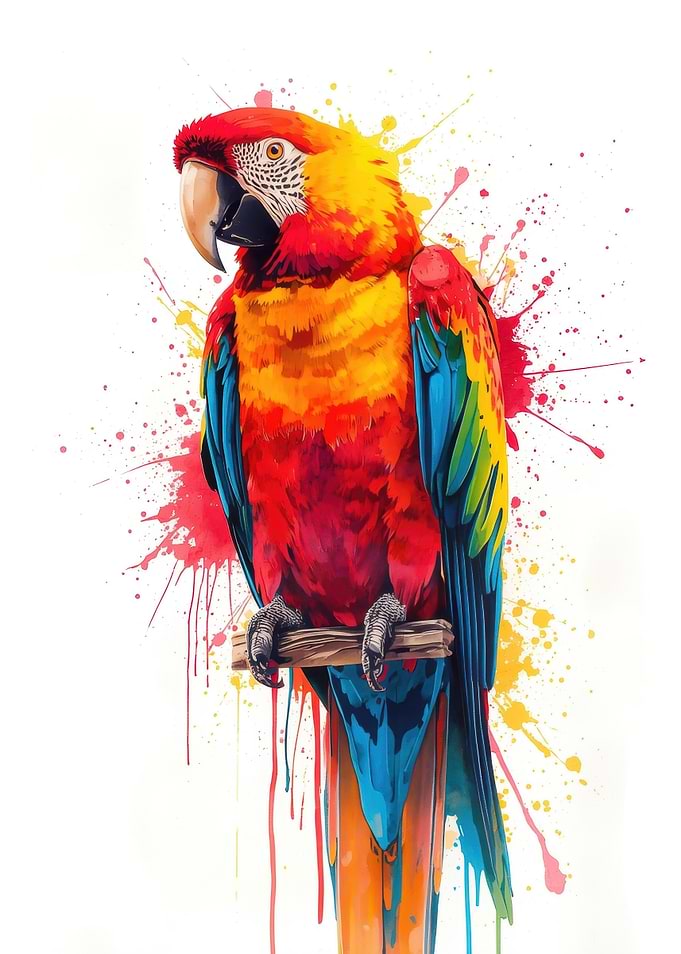 Colorful Parrot Watercolor Painting