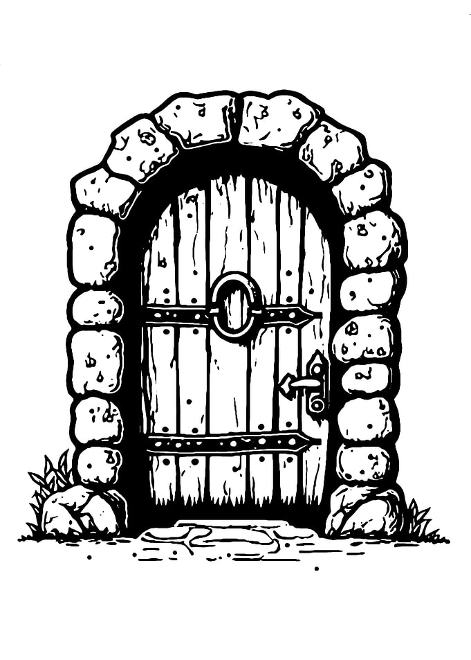 Stone Archway with Wooden Door