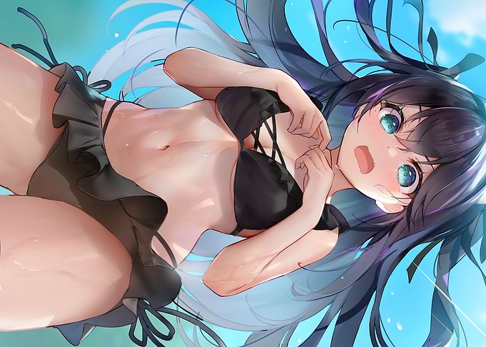 Anime Girl in Black Bikini Waifu