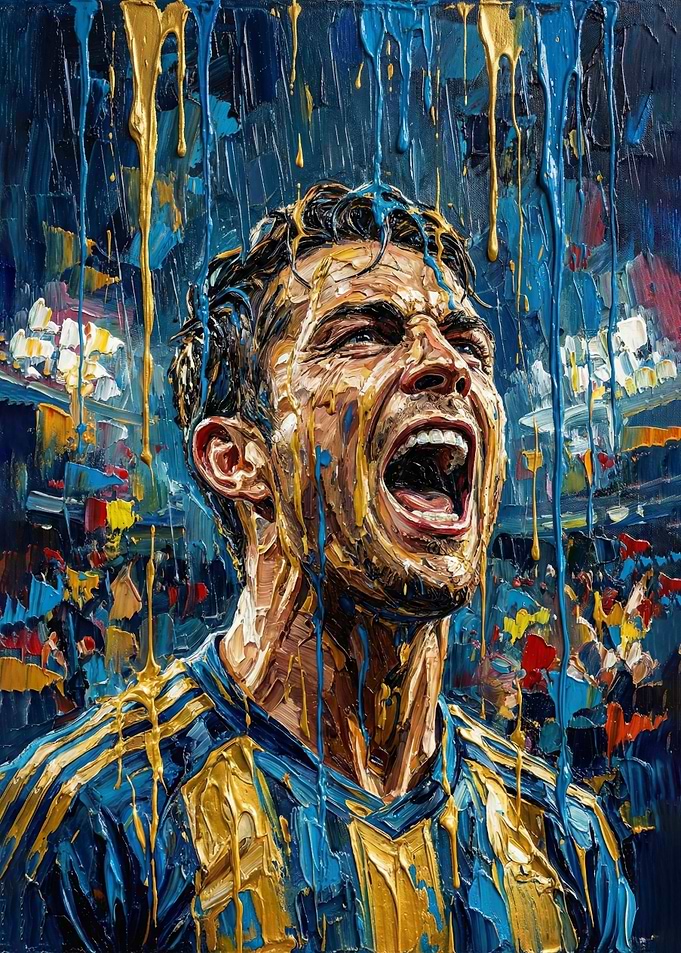 Passionate Soccer Player Painting
