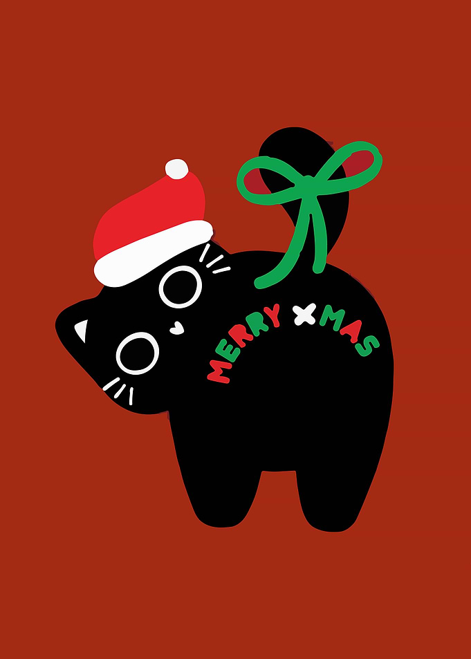 Christmas Cat with Santa Hat