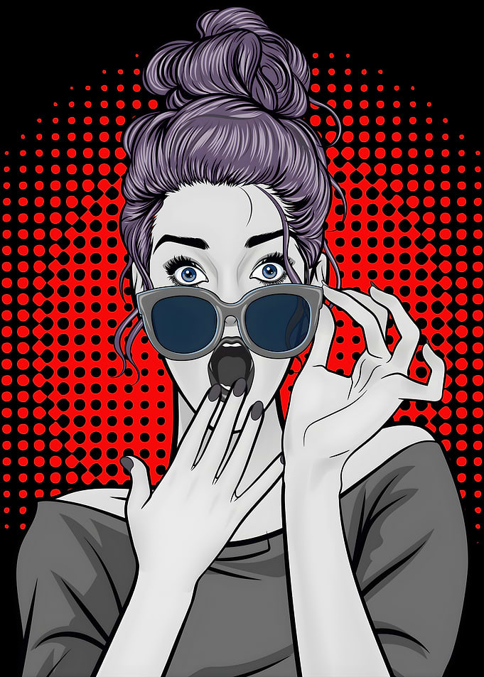 Surprised Woman Pop Art Illustration