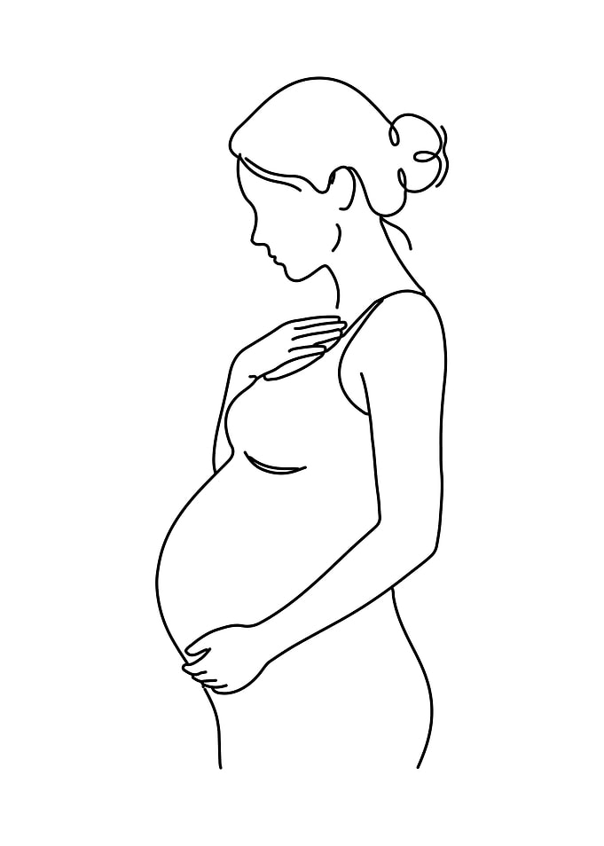 Pregnant Woman Line Art