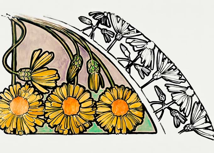 Floral Art Nouveau Illustration, alphonse mucha art