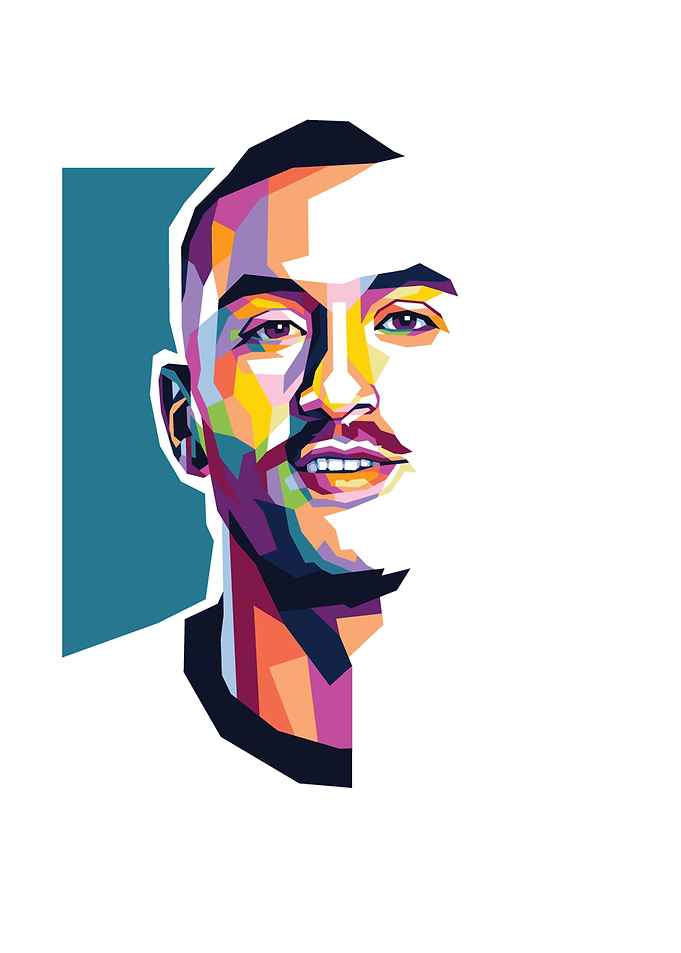 Hakim ziyech Colorful Portrait Illustration