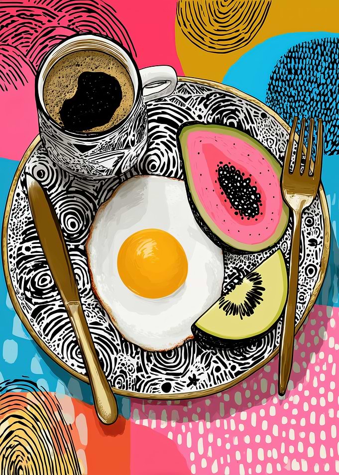 Breakfast Still Life with Coffee and Fruit