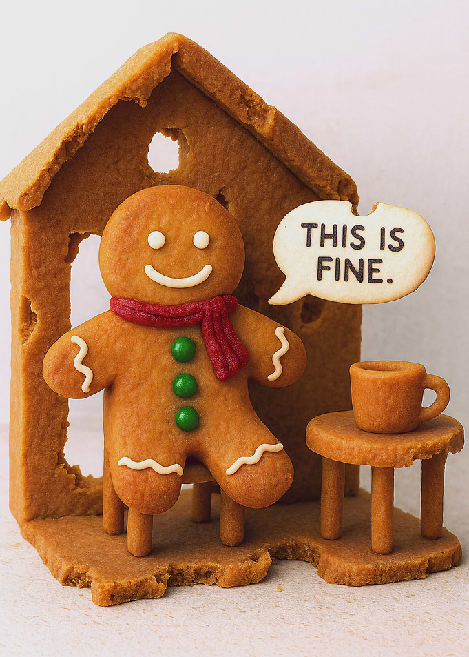 Gingerbread Man 'This is Fine' Scene Meme Christmas
