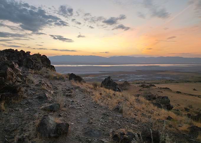 Sunrise hike on Antelope Island, Utah.